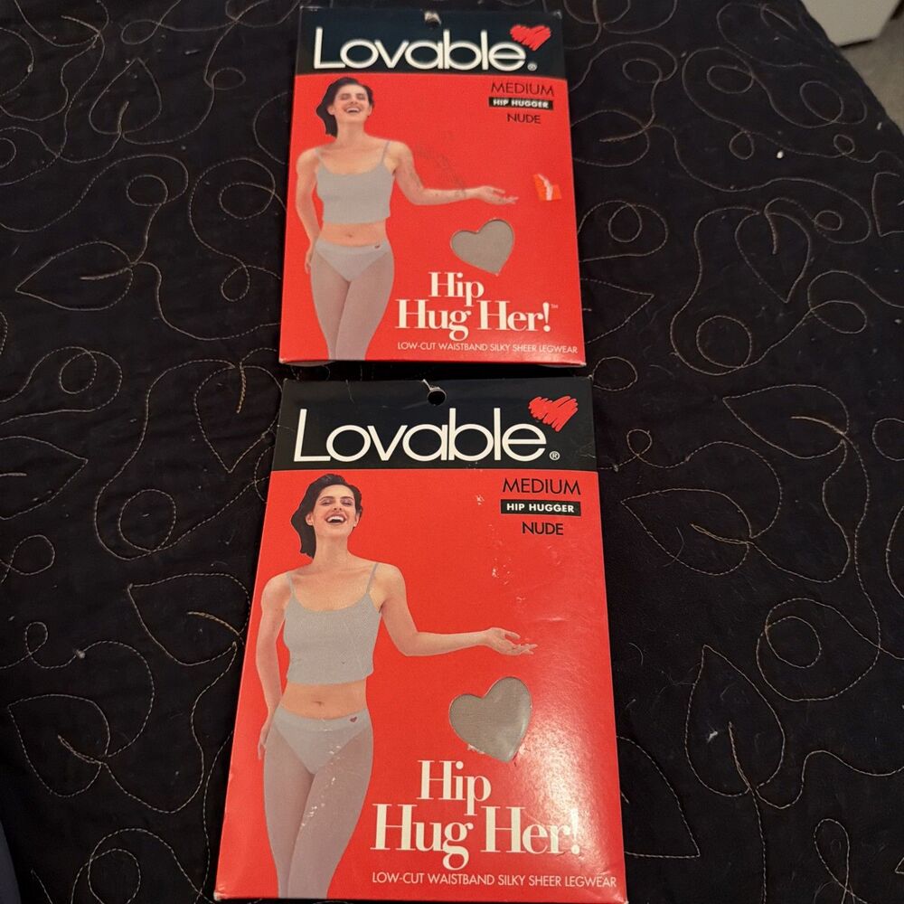 2 Nude Loveable Hip Hugger Natural Silky Sheer Legwear Size Medium NEW NOS 2000